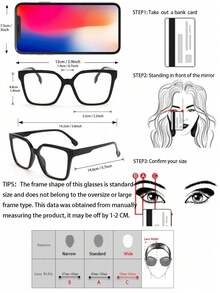 6 piezas Gafas de plástico con marco completo de estilo geométrico multicolor con estampado de leopardo, de estilo moderno y sencillo, para mujer. Adecuadas como regalo, para uso diario, fotografía callejera, festivales musicales, citas y como accesorio de moda, apropiadas para todo tipo de rostros. - transparente - Ver 4