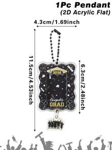 1pc Black & Gold 2026 Graduation Class Photo Frame Keychain, Graduation Season Pendant, Graduation Celebration Decoration, Graduation Gift, Backpack Charm, Party Favor Bag Filler - Graduation - Black Gold - View 6