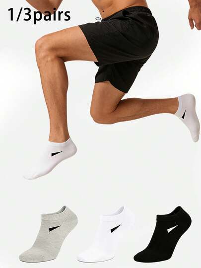 1/3 đôi tất ngắn nam màu trơn, tất ống ngắn phối màu, tất cổ thấp, tất thể thao, thoáng khí và thấm hút mồ hôi, cần thiết cho mọi mùa, bền bỉ, đơn giản, thoải mái cho thể thao và tập luyện, phù hợp.