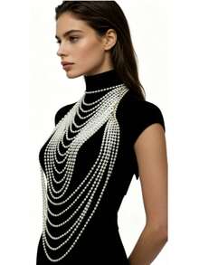 一条优雅的20颗珍珠多层项链，适合日常、派对、舞会、通勤、上学等各种场合，也是情人节、母亲节的理想礼物。 - 白色 - 查看 4