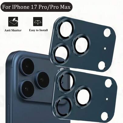 Apple 17Pro/17Promax Metal Tempered Glass Camera Lens Protector, Ultra-Clear, Anti-Scratch, Anti-Fingerprint, Easy Installation, Durable, Camera Protective Cover