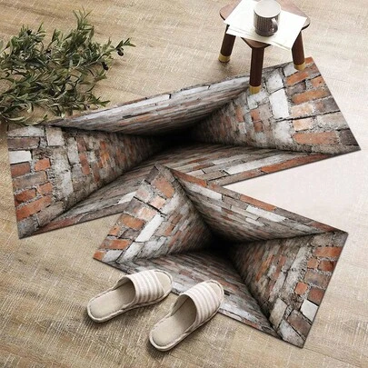 1pc 2D Graphic Pattern Printed Rug, Long Doormat Series, Suitable For Living Room, Laundry Room, Bathroom, Bedroom, Kitchen