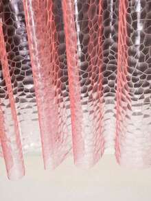 1 pieza Cortina de ducha transparente de EVA, con forma asimétrica en relieve 3D de cubos de agua, transparente rosa, múltiples tamaños, sin ganchos para decoración de baño - Rosa - Ver 12