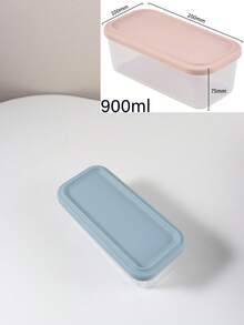 1件 500ml/900ml 可客製化超透明矽膠食品容器 防摔 微波爐適用 密封防漏便當盒 適用水果、沙拉與零食 可堆疊長方形收納盒 - 彩色 - 查看 14