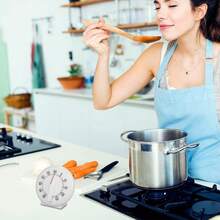 Kitchen Timer Manual, 60 Minutes Round Shape Timer Cooking Ring Mechanical Counter Alarm Clock Wind Up Timers Home Egg Baking Steaming Visual Countdown Teacher Exercising Meeting White - 1 - View 3