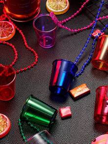1-6pcs Plastic Bead Chain Necklace, Can Be Used As Mini Shot Glasses, Suitable For Birthday, Wedding, Christmas Party And Other Occasions, Practical High-Strength Colorful Transparent Mini Shot Glass Necklace, Suitable For Bachelor/Bachelorette Party, Bride & Groom Party, Birthday, Wedding, Holiday Parade And Other Occasions - Multicolor - View 3