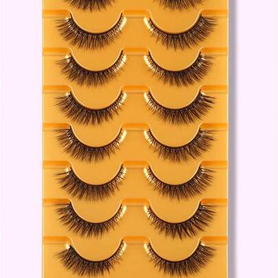8 Pairs Natural Style Black Criss-Cross Lashes With Curl And Fluffy Effect