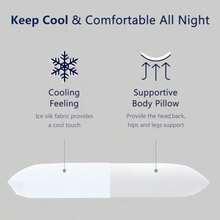 DOWNCOOL - Almohada de cuerpo grande transpirable de cuerpo completo para dormir de lado almohada de cama larga suave para adultos 20 x 54 pulgadas blanco con funda de enfriamiento - Blanco refrescante - Ver 4
