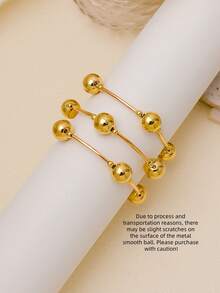 Set de 3 piezas de pulseras vintage de tono dorado grueso, estilo europeo y americano, adecuado para mujer en la playa, sesión de moda, decoración de vacaciones, regalo de joyería encantadora - Amarillo Oro - Ver 4