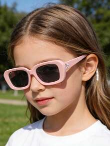 1 Par de Óculos de Moda Infantil com Armação de Olho de Gato, Minimalista, Adequado para Meninos e Meninas, Festa, Feriado, Viagem, Decoração, Acessório Diário, Acessório de Fotografia - Rosa chiclete - Visão 3