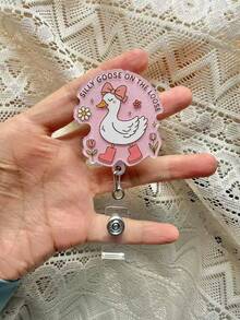 Silly Goose Acrylic Badge Reel Retractable Nurse Badge, Silly Goose On The Loose Badge Reel With Belt Clip For ID Name DIY Gift For Nurses, Teachers, Students, Office, Workers Birthday Gifts Decoration - 多色 - 查看 2