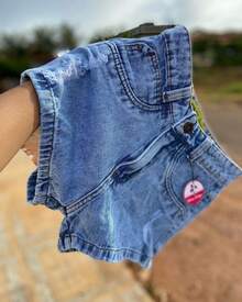 [100% Cotton] Women's Denim Shorts, Youth Denim Shorts, Natural Denim Shorts, Women's Festa Junina (June Festival) - 中等水洗藍 - 查看 1