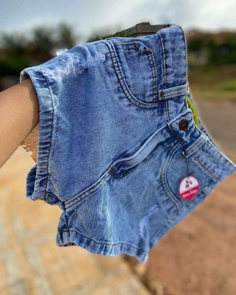 [100% Cotton] Women's Denim Shorts, Youth Denim Shorts, Natural Denim Shorts, Women's Festa Junina (June Festival) - 中等水洗藍 - 查看 1