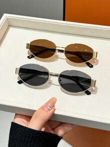 2 cặp kính thời trang nữ hình oval, gọng kim loại, kiểu dáng cổ điển retro, phù hợp cho cả nam và nữ, thích hợp cho đi học, sinh hoạt hàng ngày, các lễ hội âm nhạc, kỳ nghỉ và là lựa chọn quà tặng lý tưởng. - Nhiều màu - Xem 6