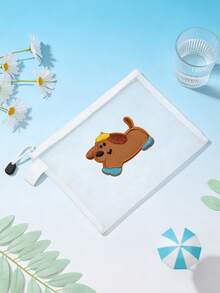 新款2D腊肠犬刺绣图案透明拉链护照夹 - 轻便旅行证件袋，耐用塑料材质，便携式护照、身份证、现金、信用卡收纳包，商务旅行和度假必备 - 彩色 - 查看 6