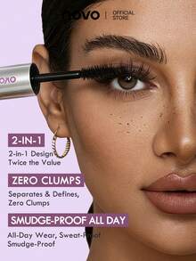 NOVO 2-In-1 Dual-Ended Mascara – Curl & Lock, Volumizing + Lengthening (No Raccoon Eyes, Smudge-Proof All Day)R - 查看 4