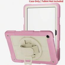 Ốp lưng tương thích với iPad thế hệ thứ 6/5 (9.7 inch, 2018/2017), chân đế xoay 360°, dây đeo cổ tay, chống sốc. Tương thích với iPad Air 2, 10/11 A16, 10.9/11 inch, A11 Plus/A9+/A9 Plus, chống rơi và chống sốc. - Hồng + trắng ngà - Xem 12