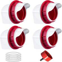 DIY自动家禽喂食器4口1孔锯盖重力式喂食器套件桶槽无浪费鸡饲料器 - A - 查看 10