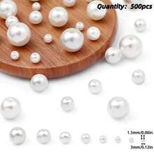 3~14mm (50~500顆) 白色穿孔珍珠隔珠，適用於DIY珠寶製作、手工藝裝飾與花瓶填充物（多種尺寸） - 白色有孔珍珠 - 查看 10