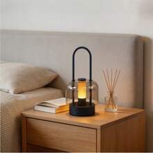 xoddi Cordless Rechargeable LED Wireless Desk Lamp Touch Control Dimmable Night Light, Portable Battery Powered Hand Lantern Camping Light, Modern Retro Table Lamp For Bedroom Nightstand Living Room Dorm Home Office Kitchen Café Bar Patio Dinner Gaming, Aesthetic Room Decoration Great Back To School Housewarming Thanksgiving Gift - Black - View 2