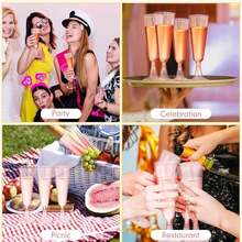 100/50/30/25/20/10/5 pezzi Set di Bicchieri da Champagne Rosa, Flute da Champagne da Festa, Bicchieri da Cocktail con Stelo Lungo e Glitter, Adatti per Bevande e Bevande in Polvere, Bicchieri da Cocktail Riutilizzabili Trasparenti da 5 once, Ideali per Feste, Matrimoni ed Eventi di Grandi Dimensioni - Visualizzare 6