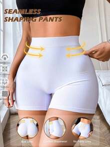Women's Seamless Waist-Cinching And Butt-Lifting Shapewear Shorts, Body-Shaping Bottoms, 1-Piece Women's Shapewear Shorts, Seamless Shaping Pants - trắng - Xem 8