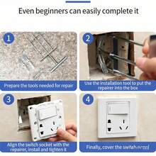 10pcs Silver Metal Plates For Electrical Box Repair, With Screws And Installation Tools, Suitable For 86 Type Switch And Socket Boxes - Socket Box Repair - View 9