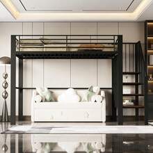 Kids Bed Frames, Headboards & Footboards - Black + Metal & Wood + 140cm*200cm-1 - View 1