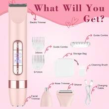 1 máy cạo râu điện 4 trong 1 dành cho nữ, máy tỉa lông vùng kín/nách/chân đa chức năng có màn hình hiển thị, bộ dụng cụ tẩy lông toàn thân chống nước. - Xem 5