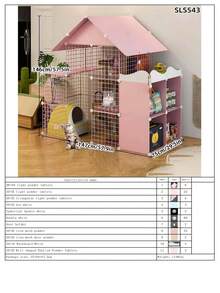 Extra Large Indoor Cat Cage Villa With Storage Cabinet And Litter Box, Spacious Freedom For Pet Cats - Multicolor - View 20