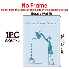 1/6件套复古咖啡爱好者帆布海报墙画套装，趣味咖啡海报，用于房间美化，可选画框，厨房咖啡店主题家居装饰，房间装饰材料，适用于客厅、卧室、办公室、酒吧、大学宿舍、托儿所、婴儿房、浴室、厨房等，打造美观的房间装饰，时尚咖啡吧墙画，带框/带框帆布画，家居装饰用品 - 多色 - 查看 25