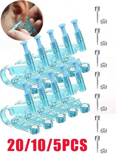 20/10/5PCS Disposable Ear Piercing Gun Kit Asepsis Healthy Easily Use Nose Lip Earring Piercer Tool Machine Set Ear Studs Body Jewelry Accessories