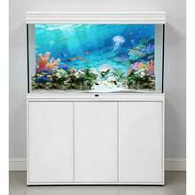 Mundo submarino animado, pintura de fondo de acuario, pegatina de fondo de acuario, pegatina de fondo de terrario de reptiles, pegatina autoadhesiva frontal, decoración de acuario, decoraciones de acuario - A - Ver 5