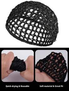 1 PC Braided Long Hair Care Net Women's Elastic Breathable Mesh Crochet Hair Net Headscarf Women's Hair Net Headscarf Cover Sleeping Accessories Hair Styling Tool Kit - Multicolor - View 6