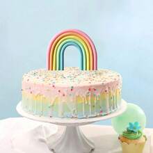 3D Rainbow Cloud Design Cake Toppers, Suitable For Party, Birthday, Wedding Cake Decorations. (This Product Cannot Be In Direct Contact With Food, It Needs To Be Placed In A Transparent Plastic Tube And Separated From The Food!) - Outer Circle Powder - View 6
