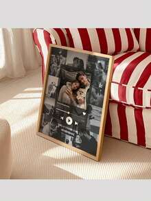 1张可定制音乐海报帆布模板，歌曲照片拼贴画，可作为庆祝礼物、房间装饰、定制墙面艺术、个性化照片、可定制产品，可选配画框 - 彩色 - 查看 7