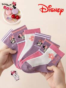 Disney 3/6 đôi tất họa tiết Minnie Mouse dễ thương chính hãng, tất dài đến bắp chân cho bé gái, tất kiểu hoạt hình Hàn Quốc cho bé trai, tất mùa thu/đông, tất cho bé sơ sinh, tất - Nhiều màu - Xem 1