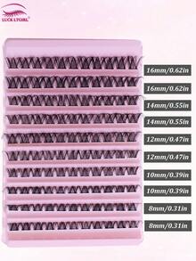 110Pcs D Curl Wispy Lash Clusters 8-16mm Mixed, Reusable Fluffy Individual Eyelashes, Soft Lightweight DIY Lash Extensions For Home Use - C - View 3