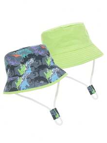 1pc Kids Printed Reversible Bucket Hat, Unisex Daily Wear Sun Protection Bucket Hat For Boys & Girls - Multicolor - View 6