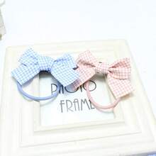 4个甜美格子蝴蝶结发圈，少女粉色格子蝴蝶结发带 - 彩色 - 查看 4