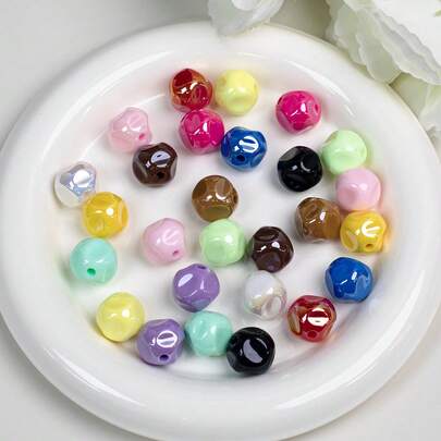 10pcs Random Style Asymmetrical Acrylic Beads, 16mm Electroplated Iridescent Freeform Beads For DIY Bracelets, Phone Charms, Jewelry Decorations