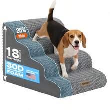 Escaleras extra anchas para perros medianos y grandes escaleras para mascotas de 18 pulgadas de alto para cama y sofá con funda lavable escalera de espuma de 4 escalones para gatos mayores - Gris - Ver 2