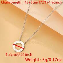1pc New Hollow Circle Stainless Steel Roman Numeral Pendant Necklace, Fashion Jewelry For Women - Silver - View 5