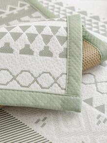 1 pieza Funda de sofá estilo bohemio impermeable y antideslizante para mascotas, protector de sofá lavable a máquina para todas las estaciones, almohadilla decorativa multiusos para sofá - Verde - Ver 10