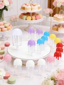 12/6pcs Multicolor Ice Lolly Cupcake Molds, Candy Jars, Ice Cream Shaped Candy Boxes, Reusable Transparent Ice Cream Bar Gift Boxes, Suitable For Birthday, Wedding Party Decorations - Multicolor - View 7