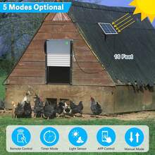 Automatic Chicken Door Solar, With APP Timer,Anti-Pinch & Light Sensor,Remote Control Automatic Chicken Door 5Modes,Charge With Solar Panel & USB,(Brown) - One-size - View 2