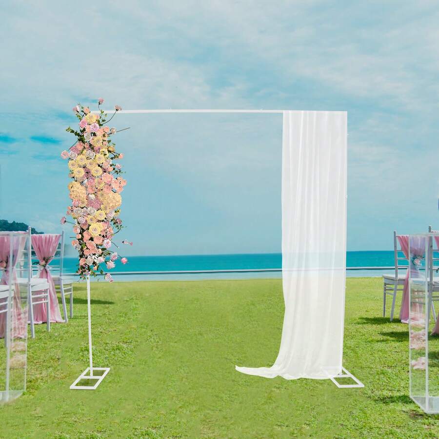 2,4 m x 2,4 m Metall-Hochzeitsrahmen Hochzeitsbogen Dekorative Stütze Hochzeitshintergrundrahmen Weiß - / - Übersicht 1