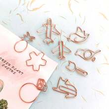 10pcs Assorted Color Asymmetric Shaped Paper Clips, Creative Office Supplies Bookmarks And Paper Clips, Unique Shaped Metal Clips, Durable Metal Material, Suitable For Office, School, Home And Gifts, Essential Fashion Product For Files And Bookmarks - Multicolor - View 8