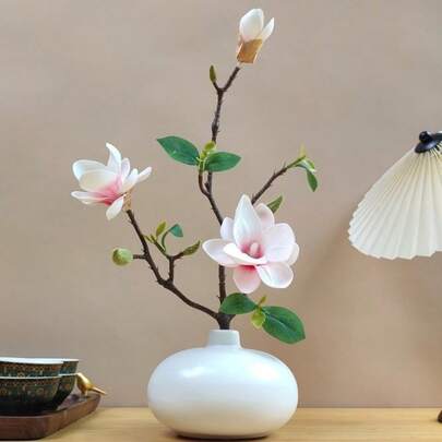 Realistic Touch Artificial Magnolia Flowers Retro Decorative Artificial Orchid Flowers Long Branch Magnolia Branches