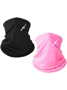1 pieza/2 piezas Máscara facial elástica y transpirable de unicolor y estampada, pasamontañas versátil para uso diario al aire libre, senderismo, pesca, etc. - Multicolor - Ver 14